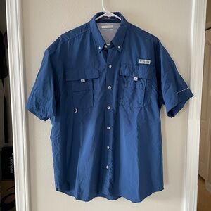 Columbia PFG Men's Bahama Navy Blue Vented Button-Down Shirt Medium
